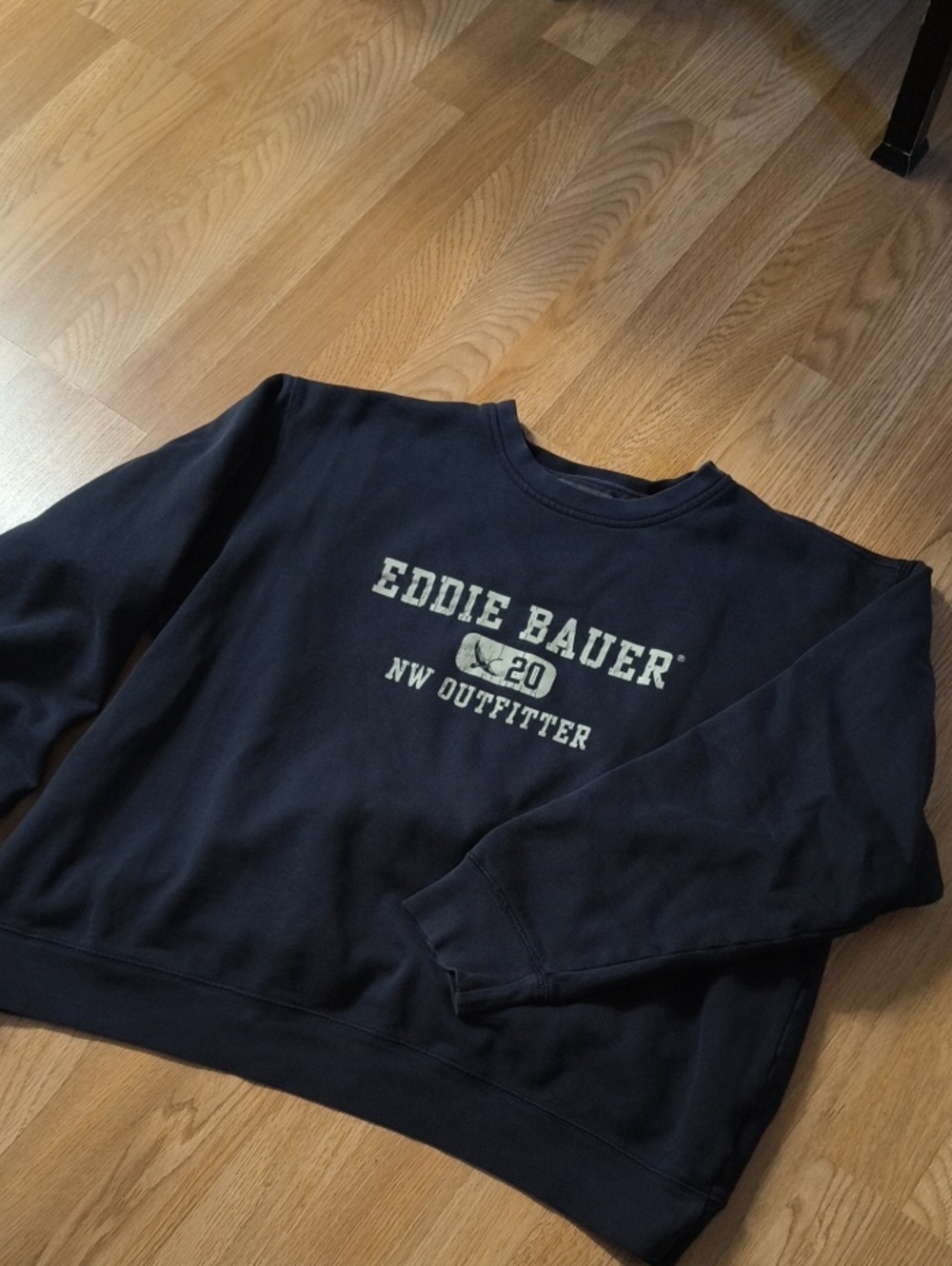 Eddie Bauer Navy Crewneck Sweatshirt with Cream Logo